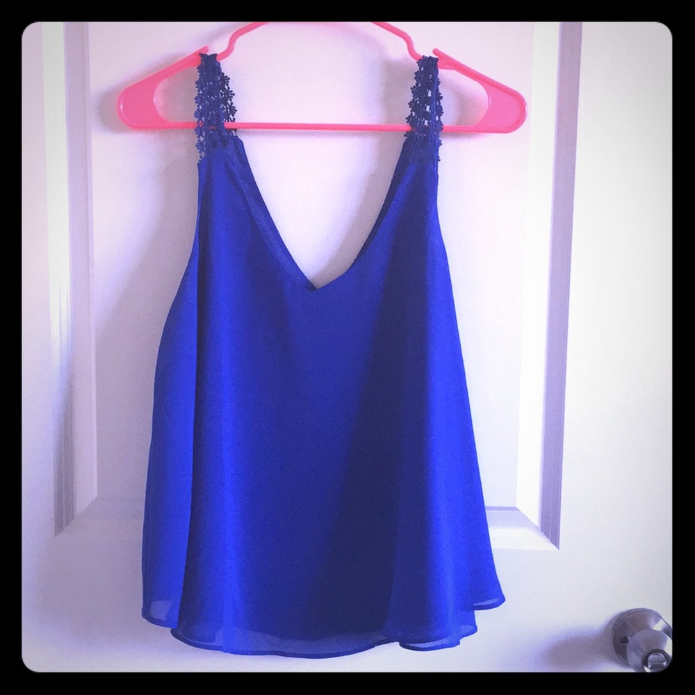 Blue Flowy Tank Top